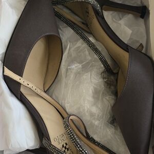 Elegant Gray Heels with Rhinestone Accents